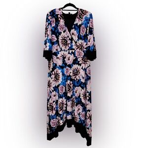INC International Concepts Floral Dress - Black, Pink, and Blue